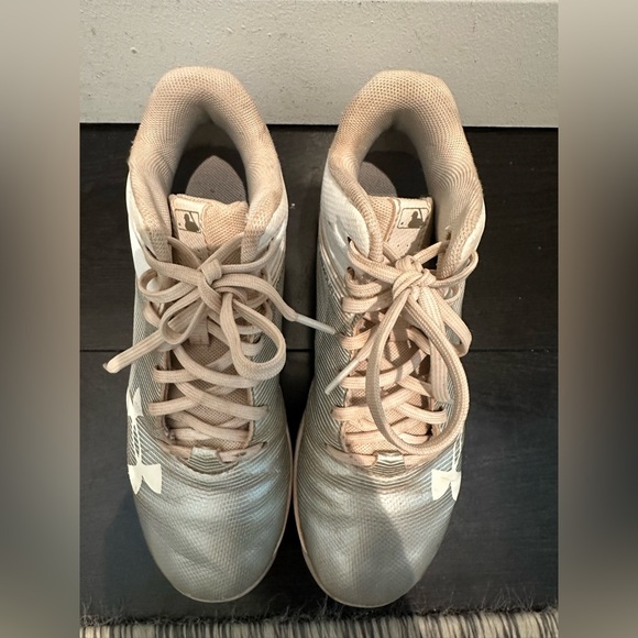 Under Armour Leadoff Mid RM Jr 'White Silver' Size 2.5Y Kids Baseball Cleats - Picture 5 of 10